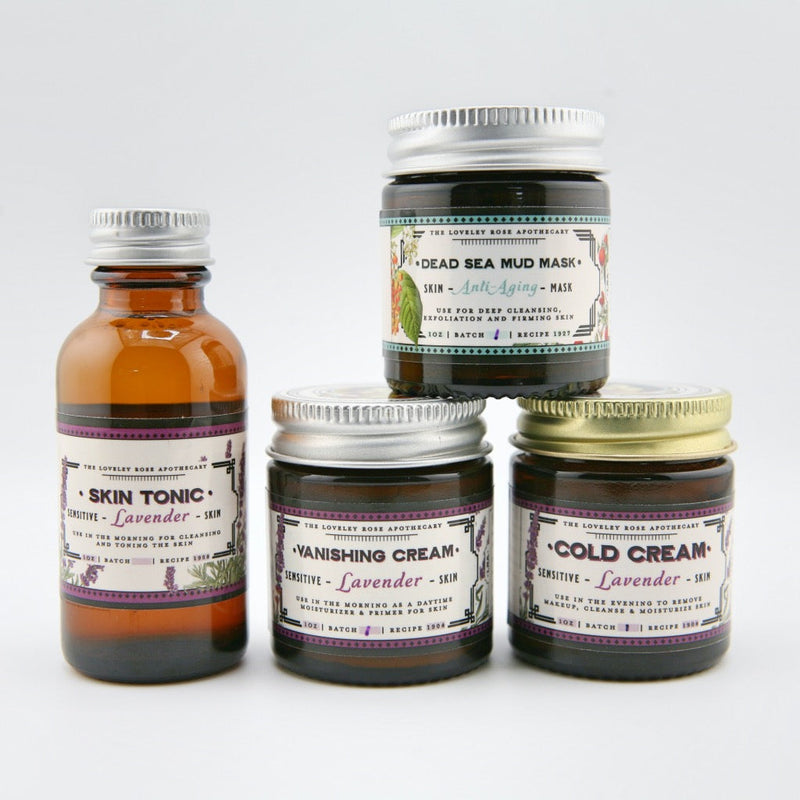 The Lovely Rose Apothecary Lavender Travel Beauty Set Light Gray w/ Dead Sea Mud Mask - Anti-Aging