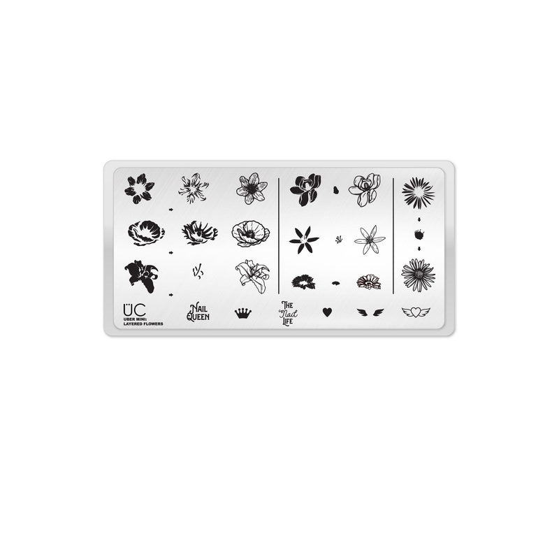 UberChic Beauty Layered Flowers Stamping Plate Lavender