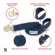 Warren London Fabric Dog Leash - Blue Leashes, Collars & Accessories White Smoke