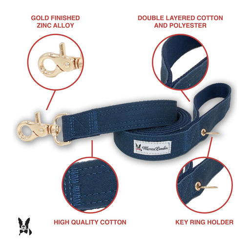 Warren London Fabric Dog Leash - Blue Leashes, Collars & Accessories White Smoke