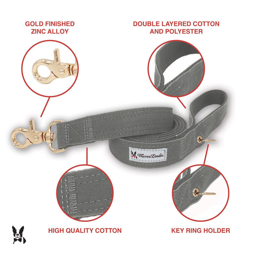 Warren London Fabric Dog Leash - Grey Leashes, Collars & Accessories White Smoke