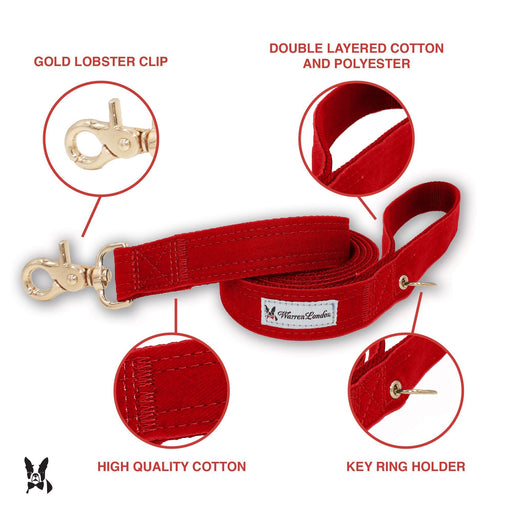 Warren London Fabric Dog Leash - Red Leashes, Collars & Accessories White Smoke