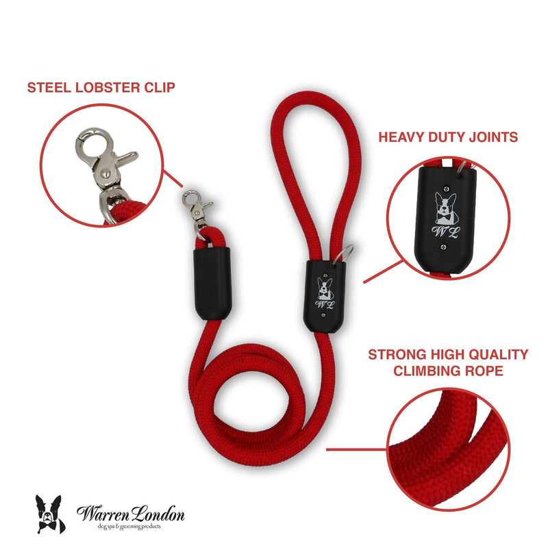 Warren London Climbing Rope Dog Leash - Red Leashes, Collars & Accessories White Smoke