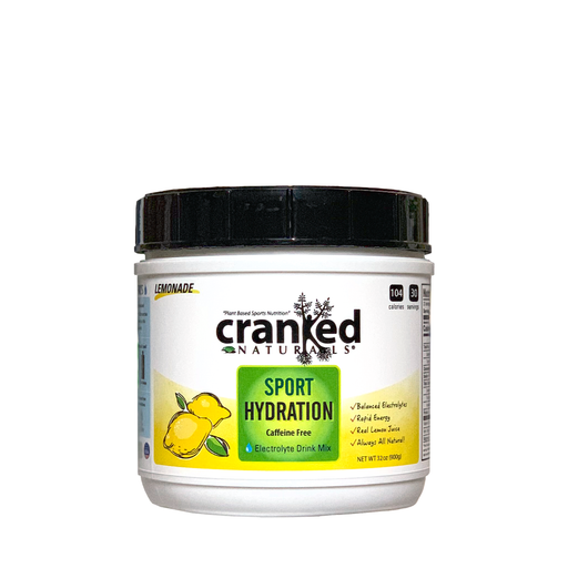 Cranked Naturals Plant Based Sports Nutrition Sport Hydration: Lemonade, Caffeine Free Hydration White Smoke 32oz Can (30 Serv)