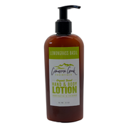 Cimarron Creek Essentials Lemongrass Basil Organic Hand & Body Lotion Lotion & Moisturizer Dark Olive Green 8oz - Plastic Bottle