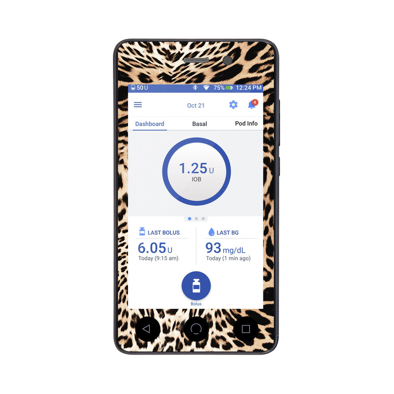 Peelz Leopard Print Sticker for Omnipod DASH® PDM – Pump Peelz Peelz/Stickers White Smoke Whole System Peelz (front + case),Front Peelz,Case Peelz