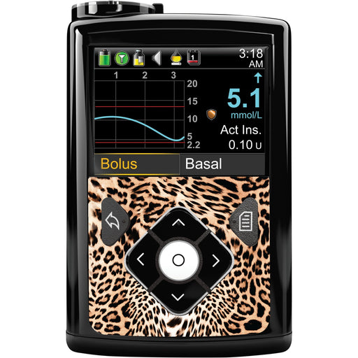 Peelz Leopard Print Sticker for Medtronic MiniMed 770G & 780G Peelz/Stickers Black Whole System Peelz (front back + clip),Front Peelz