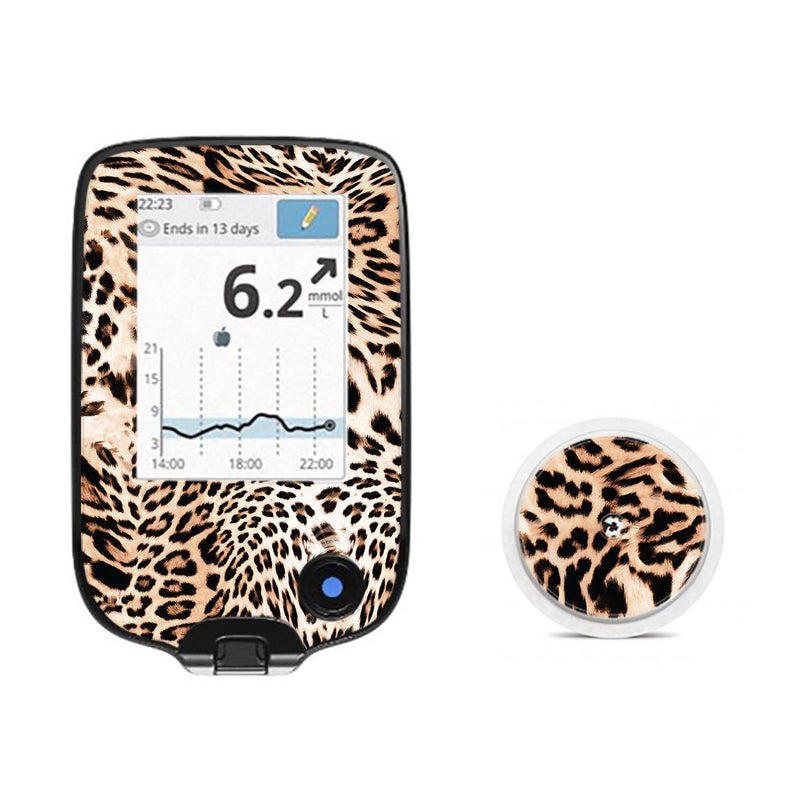 Peelz Leopard Print for Freestyle Libre 2 Peelz/Stickers White Smoke Receiver + Sensor