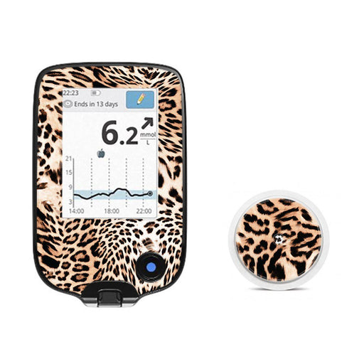 Peelz Leopard Print for Freestyle Libre 2 Peelz/Stickers White Smoke Receiver + Sensor