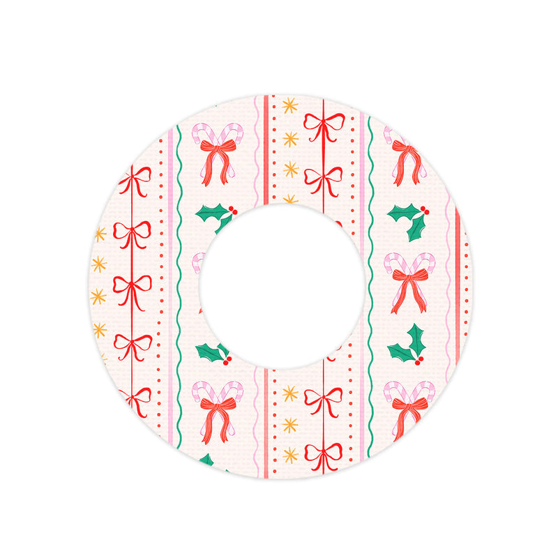 Peelz Holly Jolly Ribbon Freestyle Libre 2 Patch Tape - Pump Peelz Patch Medical Tape White Smoke 12-Pack Libre 2 (Set of 12 Patches),4-Pack Libre 2 (Set of 4 Patches),1-Single (1 Single Patch)