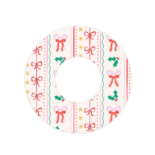 Peelz Holly Jolly Ribbon Freestyle Libre 2 Patch Tape - Pump Peelz Patch Medical Tape White Smoke 12-Pack Libre 2 (Set of 12 Patches),4-Pack Libre 2 (Set of 4 Patches),1-Single (1 Single Patch)
