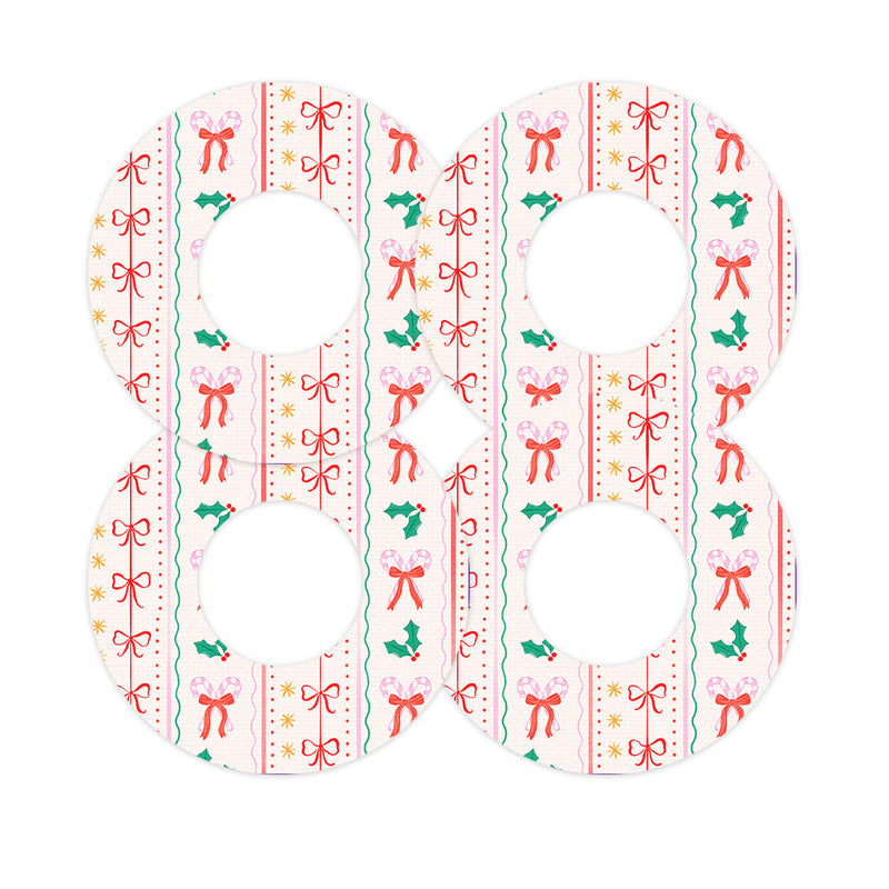 Peelz Holly Jolly Ribbon Freestyle Libre 2 Patch Tape - Pump Peelz Patch Medical Tape White Smoke 12-Pack Libre 2 (Set of 12 Patches),4-Pack Libre 2 (Set of 4 Patches),1-Single (1 Single Patch)