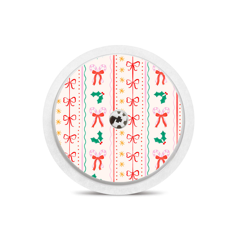 Peelz Holly Jolly Ribbon Freestyle Libre 2 Sticker - Pump Peelz Peelz/Stickers White Smoke Sensor Only