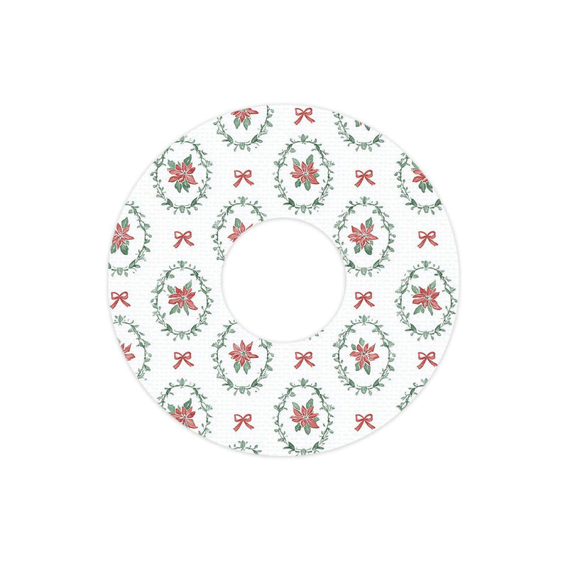 Peelz Poinsettia Parade FreeStyle Libre 3 Plus & Lingo  Patch Tape - Pump Peelz Patch Medical Tape White Smoke 12-Pack (Set of 12 Patches),4-Pack (Set of 4 Patches),1-Single (1 Single Patch)