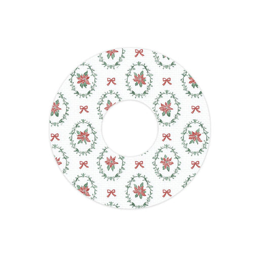 Peelz Poinsettia Parade FreeStyle Libre 3 Plus & Lingo  Patch Tape - Pump Peelz Patch Medical Tape White Smoke 12-Pack (Set of 12 Patches),4-Pack (Set of 4 Patches),1-Single (1 Single Patch)