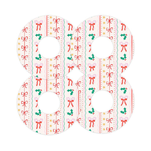 Peelz Holly Jolly Ribbon FreeStyle Libre 3 Plus & Lingo  Patch Tape - Pump Peelz Patch Medical Tape White Smoke 12-Pack (Set of 12 Patches),4-Pack (Set of 4 Patches),1-Single (1 Single Patch)