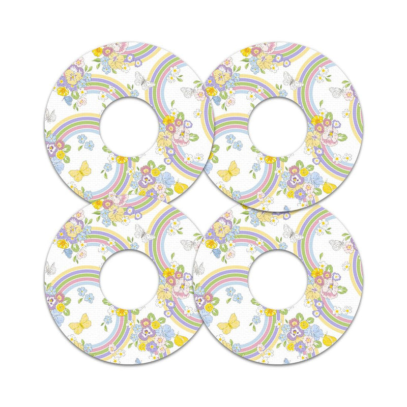 Peelz Rainbow Blooms FreeStyle Libre 3 Plus & Lingo  Patch Tape - Pump Peelz Patch Medical Tape White Smoke 12-Pack (Set of 12 Patches),4-Pack (Set of 4 Patches),1-Single (1 Single Patch)