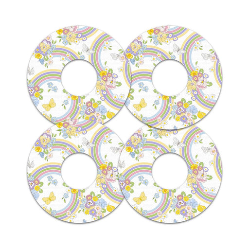 Peelz Rainbow Blooms FreeStyle Libre 3 Plus & Lingo  Patch Tape - Pump Peelz Patch Medical Tape White Smoke 12-Pack (Set of 12 Patches),4-Pack (Set of 4 Patches),1-Single (1 Single Patch)