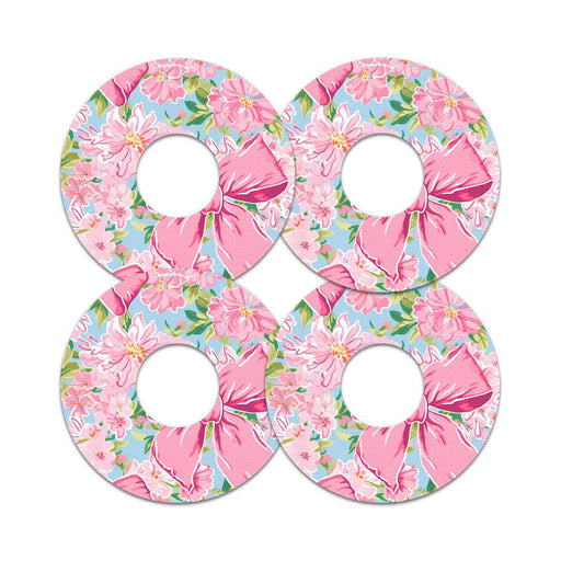 Peelz Blossom Bows FreeStyle Libre 3 Plus & Lingo  Patch Tape - Pump Peelz Patch Medical Tape White Smoke 12-Pack (Set of 12 Patches),4-Pack (Set of 4 Patches),1-Single (1 Single Patch)