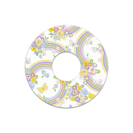 Peelz Rainbow Blooms FreeStyle Libre 3 Plus & Lingo  Patch Tape - Pump Peelz Patch Medical Tape White Smoke 12-Pack (Set of 12 Patches),4-Pack (Set of 4 Patches),1-Single (1 Single Patch)