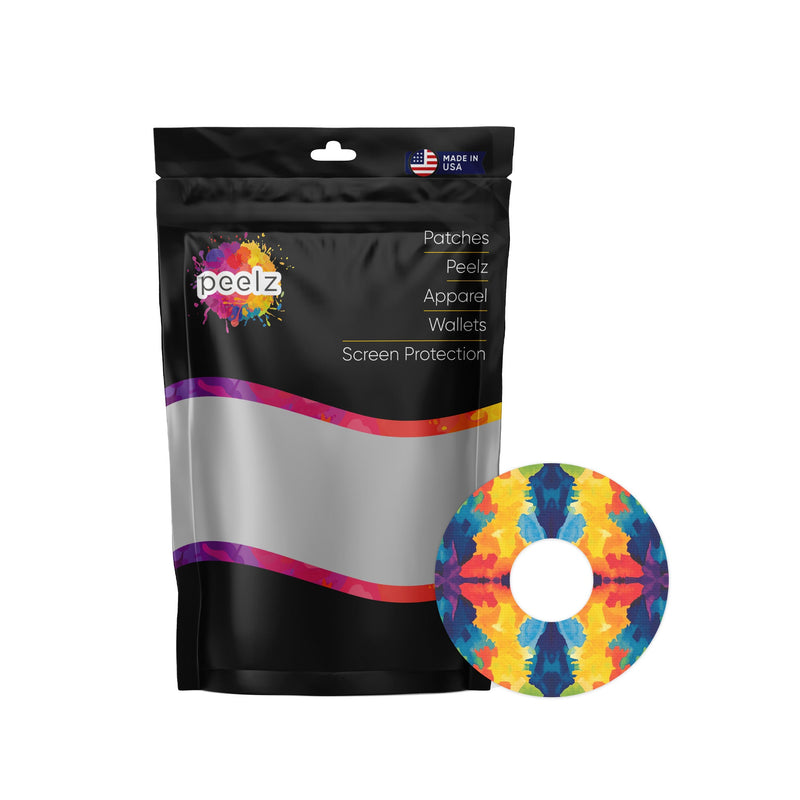 Peelz Bright Tie Dye FreeStyle Libre 3 Plus & Lingo  Patch Tape - Pump Peelz Patch Medical Tape White Smoke 12-Pack (Set of 12 Patches),4-Pack (Set of 4 Patches),1-Single (1 Single Patch)