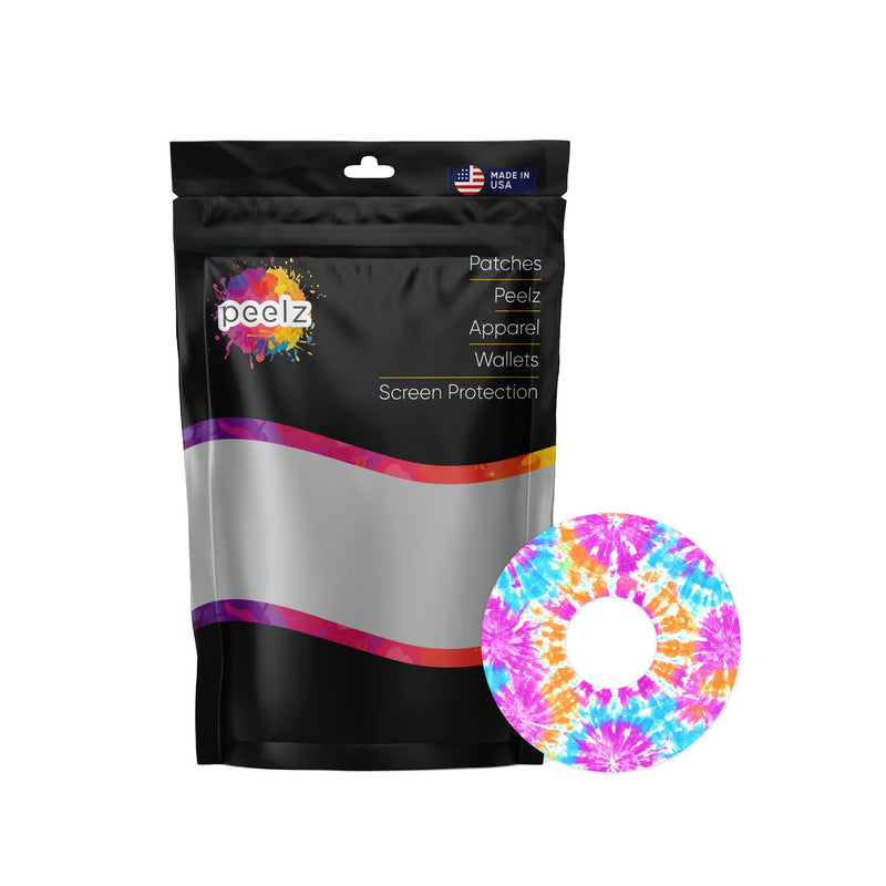 Peelz Neon Tie Dye FreeStyle Libre 3 Plus & Lingo  Patch Tape - Pump Peelz Patch Medical Tape White Smoke 12-Pack (Set of 12 Patches),4-Pack (Set of 4 Patches),1-Single (1 Single Patch)