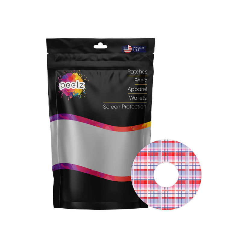 Peelz Party Plaid FreeStyle Libre 3 Plus & Lingo  Patch Tape - Pump Peelz Patch Medical Tape White Smoke 12-Pack (Set of 12 Patches),4-Pack (Set of 4 Patches),1-Single (1 Single Patch)
