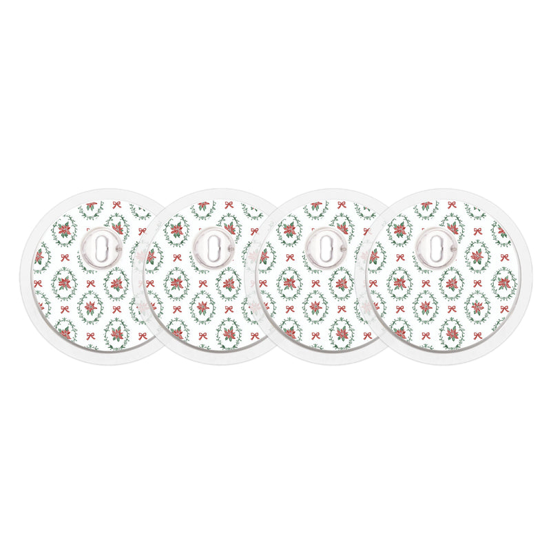Peelz Poinsettia Parade FreeStyle Libre 3 Plus & Lingo  Sensor Sticker - Pump Peelz Peelz/Stickers White Smoke 4-pack (Set of 4 Stickers)