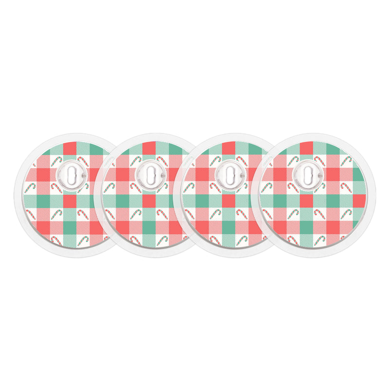 Peelz Peppermint Plaid FreeStyle Libre 3 Plus & Lingo  Sensor Sticker - Pump Peelz Peelz/Stickers White Smoke 4-pack (Set of 4 Stickers)