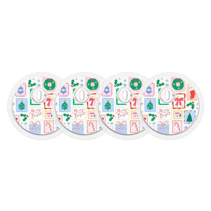 Peelz Holiday Greetings FreeStyle Libre 3 Plus & Lingo  Sensor Sticker - Pump Peelz Peelz/Stickers White Smoke 4-pack (Set of 4 Stickers)