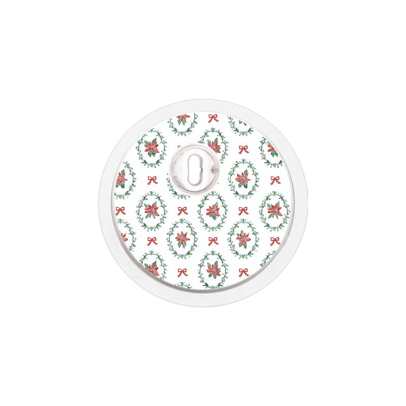 Peelz Poinsettia Parade FreeStyle Libre 3 Plus & Lingo  Sensor Sticker - Pump Peelz Peelz/Stickers White Smoke 4-pack (Set of 4 Stickers)