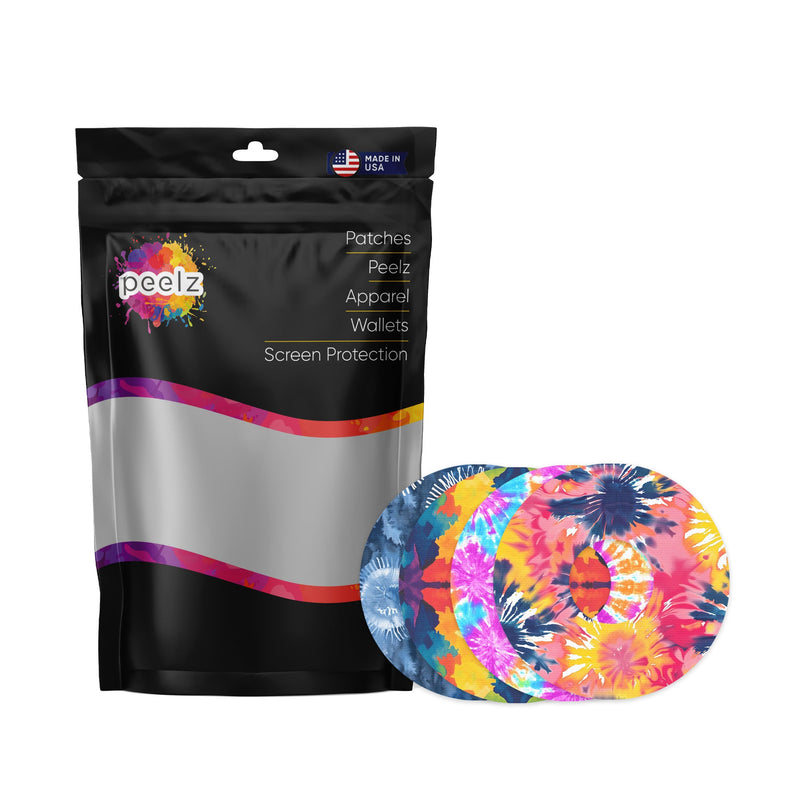 Peelz Tie Dye Variety Pack FreeStyle Libre 3 Plus & Lingo  Patch Tape - Pump Peelz Patch Medical Tape White Smoke 12-Pack (Set of 12 Patches),4-Pack (Set of 4 Patches)
