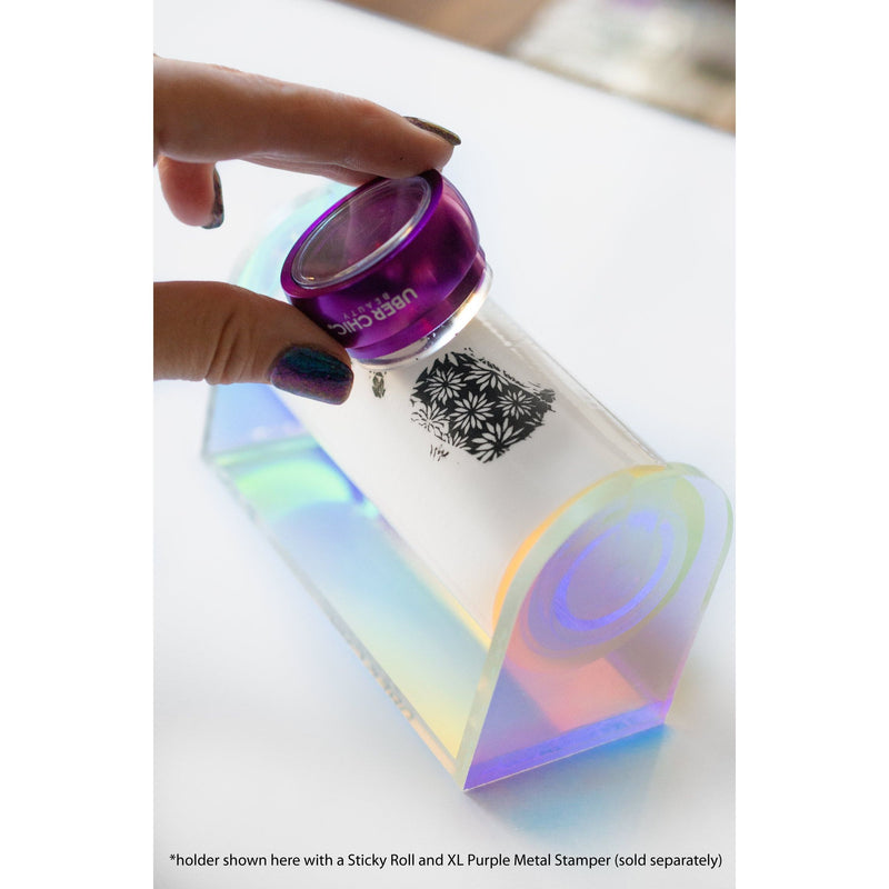 UberChic Beauty Sticky Roll Iridescent Acrylic Holder Tool Light Gray