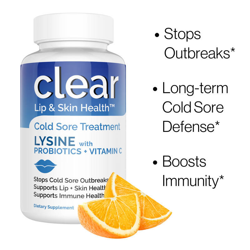 Clear Wellness 360 Lysine + Probiotic Supplement for Cold Sore Support | Lip & Skin Health + Immune Support Probiotics Plus Black 3 Pack,1 Bottle,6 Pack