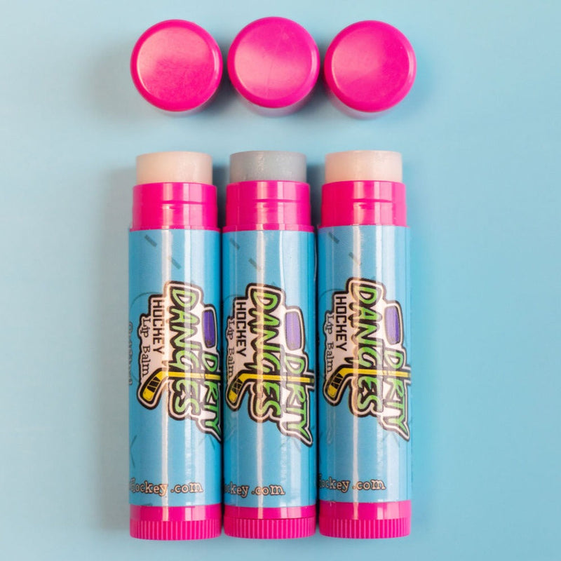 Dirty Dangles Hockey All Natural Lip Balm - Dirty Dangles Hockey Lip Balm Sky Blue 3 Pack Sampler (1 of Each),3 Pack Blue Raspberry,3 Pack Vanilla,3 Pack Original (Unflavored)