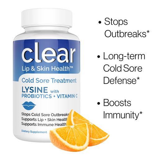 Clear Wellness 360 Lysine + Probiotic Supplement for Cold Sore Support | Lip & Skin Health + Immune Support Probiotics Plus Black 3 Pack,1 Bottle,6 Pack