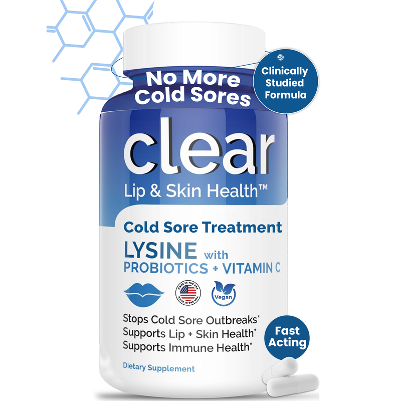 Clear Wellness 360 Lysine + Probiotic Supplement for Cold Sore Support | Lip & Skin Health + Immune Support Probiotics Plus White Smoke 3 Pack,1 Bottle,6 Pack