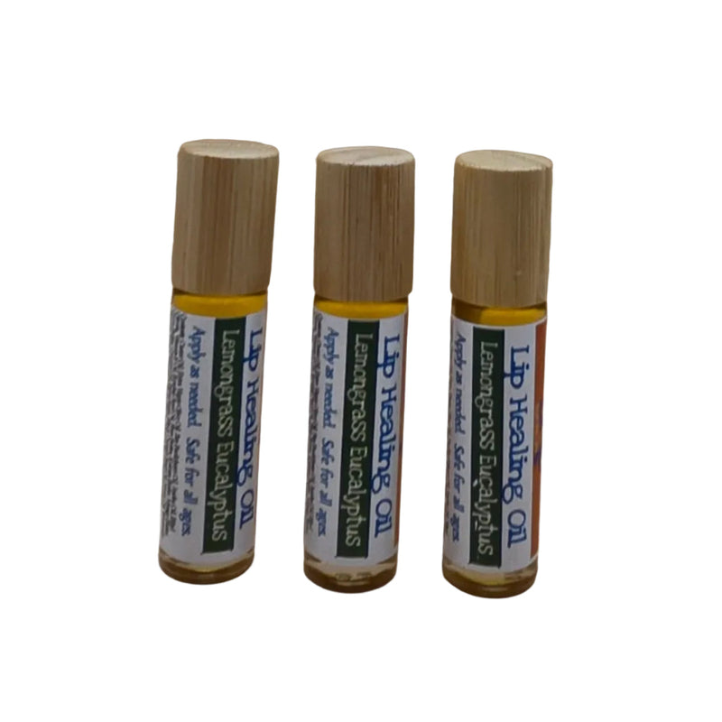 By Robin Creations Lip Repair Healing Oil - Infused with New Mexico Pinon Resin Lip Balms White Smoke Lemongrass Eucalyptus / 3 Tubes