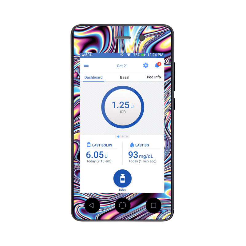 Peelz Liquid Metal Sticker for Omnipod DASH® PDM – Pump Peelz Peelz/Stickers White Smoke Whole System Peelz (front + case)
