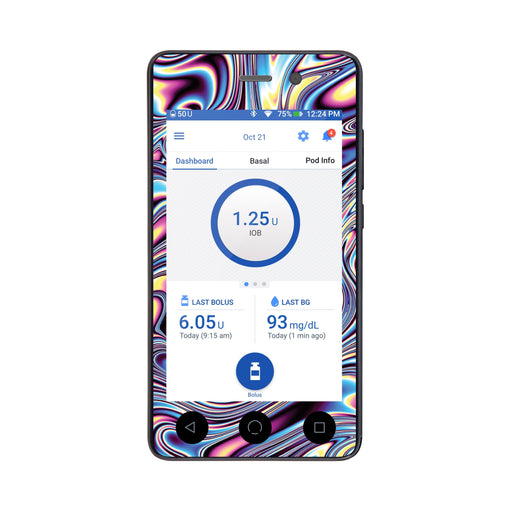 Peelz Liquid Metal Sticker for Omnipod DASH® PDM – Pump Peelz Peelz/Stickers White Smoke Whole System Peelz (front + case)