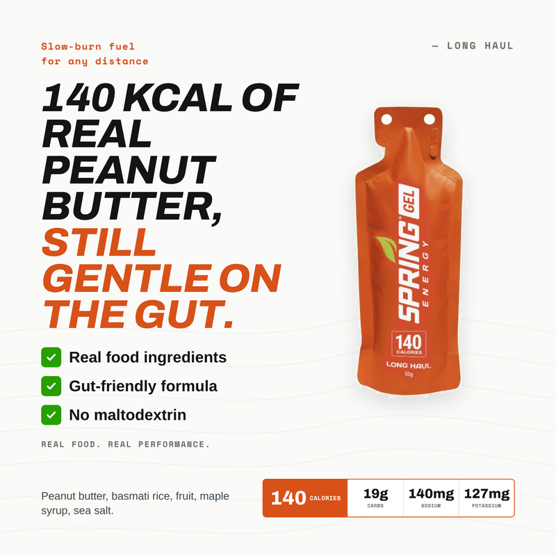 myspringenergy Peanut Butter And Fruit Gel Any Distance Fuel 140 Kcal - Long Haul Gel White Smoke 1 qty,10 pack,20 pack