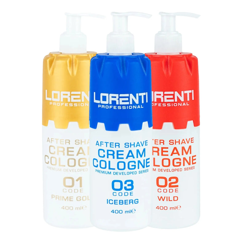 Vip Barber Supply Lorenti Cream Cologne 400ml - 2-in-1 Aftershave, Skin Regenerating & Refreshing Aftershave Cream Cologne White Smoke Iceberg,Wild,Prime Gold