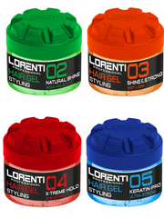Vip Barber Supply Lorenti Hair Styling Gel 300ml Styling Gel White Smoke 02 Natural Shine Mega Hold,03 Shine & Strong Hold,04 X-treme Hold Gum Effect,05 Keratin-Pro Ultra Strong