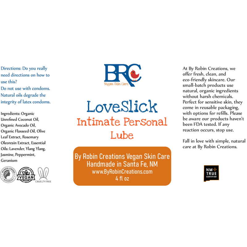 By Robin Creations LoveSlick Intimate Personal Lubricant Personal Lubricants White Smoke 4oz Glass Pump Bottle / Original Scent,4oz Glass Pump Bottle / Fragrance-Free,4oz Refill Pouch / Original Scent,4oz Refill Pouch / Fragrance-Free