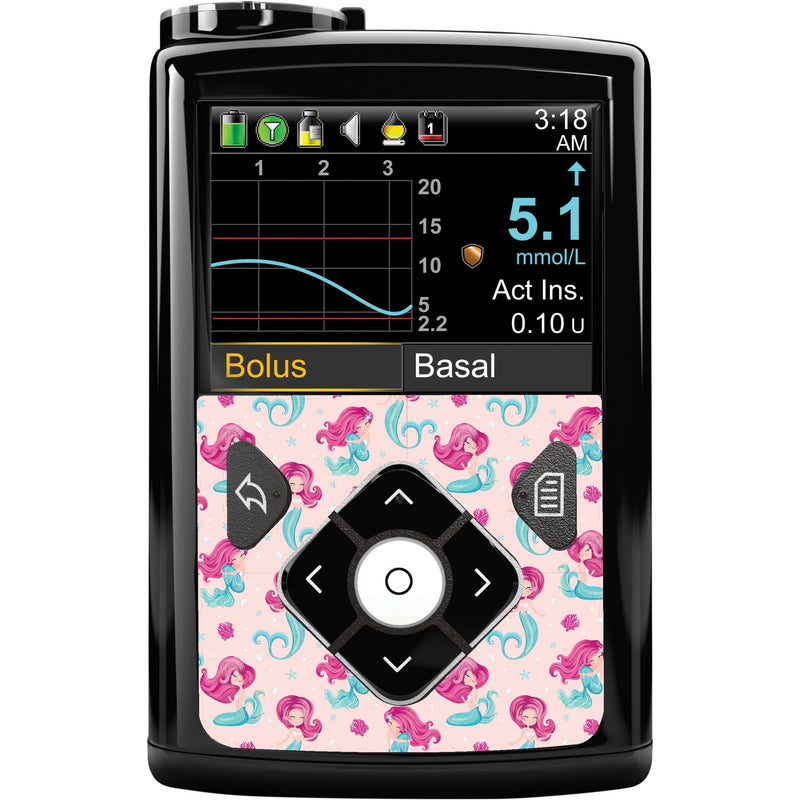 Peelz Lovely Mermaids Sticker for Medtronic MiniMed 770G & 780G Peelz/Stickers Black Whole System Peelz (front back + clip),Front Peelz,Back and Clip Peelz