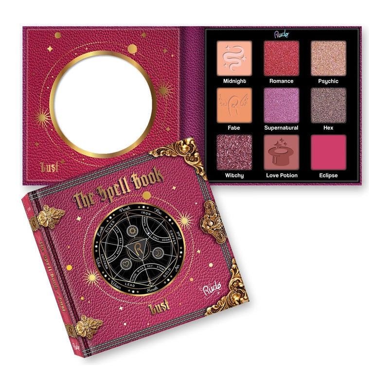Rude Cosmetics The Spell Book Eyeshadow Palette Display Set A, 24 pcs Wholesale Set Maroon