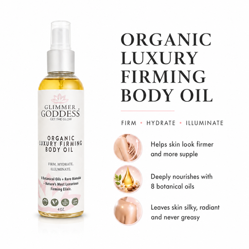 Glimmer Goddess® Organic Skin Care Organic Luxury Firming Body Oil – Anti-Aging Treatment Body Oil White Smoke