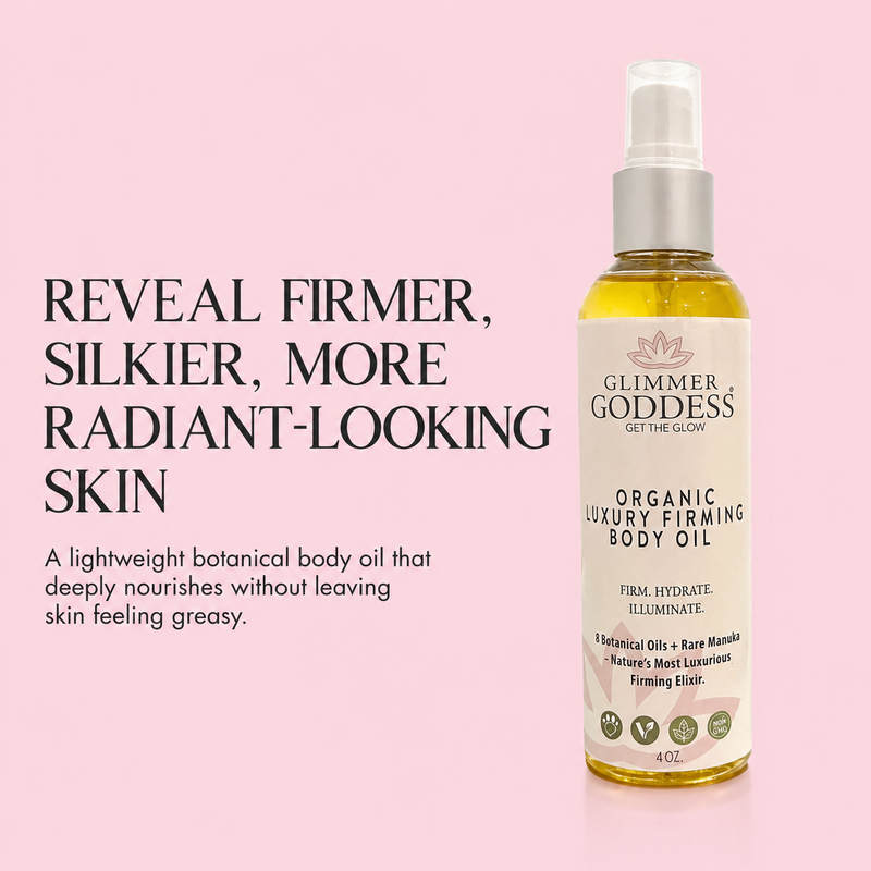 Glimmer Goddess® Organic Skin Care Organic Luxury Firming Body Oil – Anti-Aging Treatment Body Oil Misty Rose