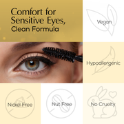 EpiLynx Mega Volume Vegan Mascara Black and Blue – Smudge-Proof with Handmade Diamond Case White Smoke Blue,Black