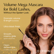 EpiLynx Mega Volume Vegan Mascara Black and Blue – Smudge-Proof with Handmade Diamond Case Sandy Brown Blue,Black